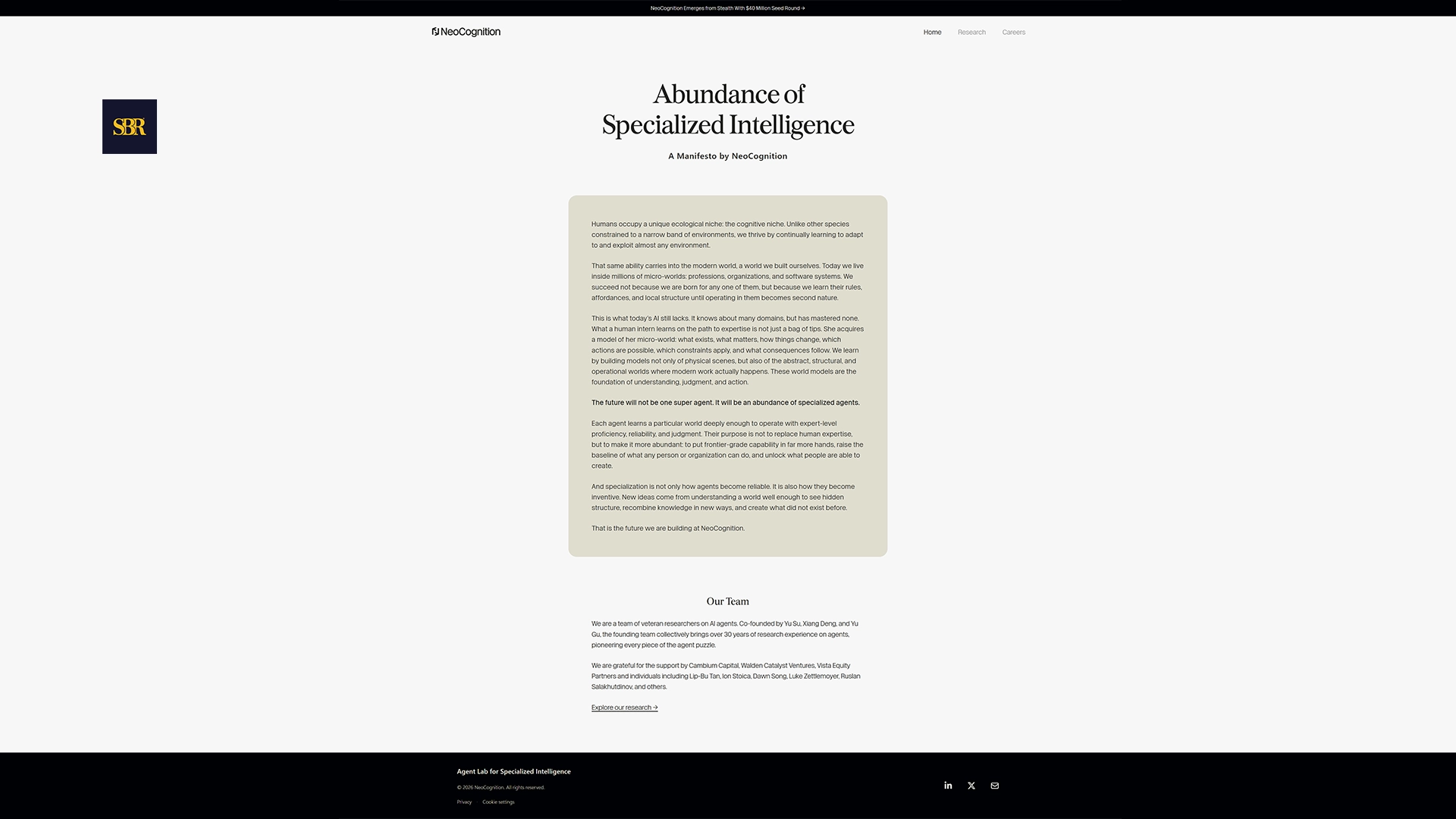 NeoCognition Raises $40 Million Seed Round to Build Self-Learning AI Agents